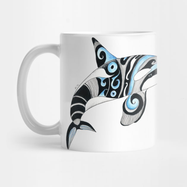 Orca Killer Whale Tribal Tattoo Blue Black Ink by Seven Sirens Studios